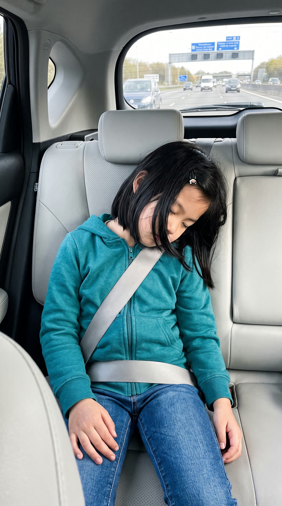Child asleep with head dropped to the side